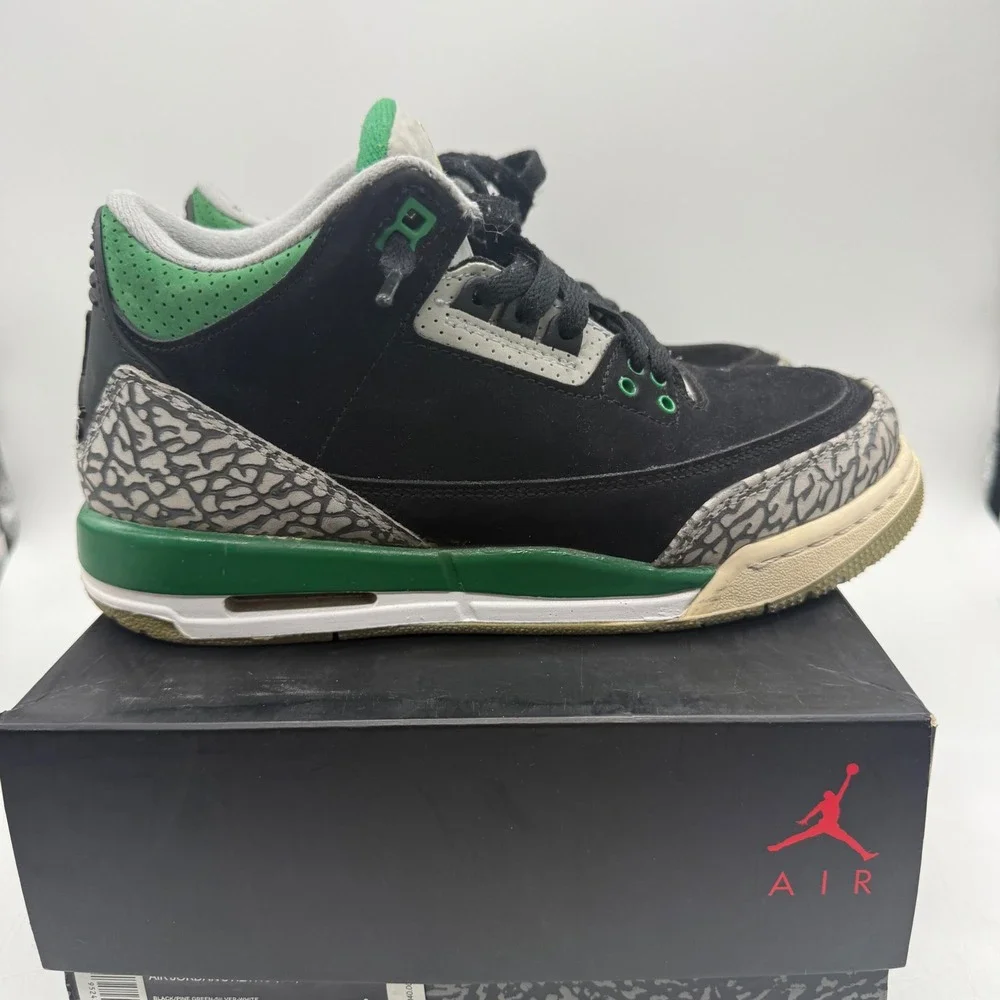 Jordan Air Jordan 3 Retro Kids 7Y Pine Green Black Elephant Print 398614-030